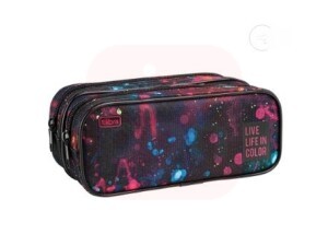 Estojo Duplo Grande Académie Splashes Preto – Tilibra